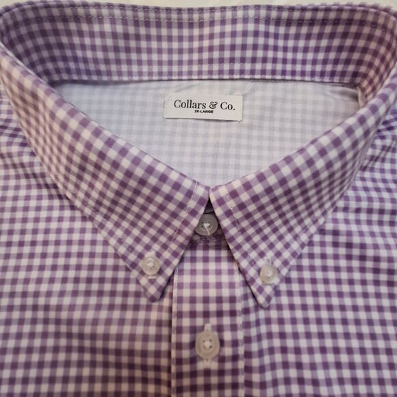 Collars & Co Mens Dress Collar Polo Sz 3XL Purple White Gingham Golf NWOT - Picture 7 of 9